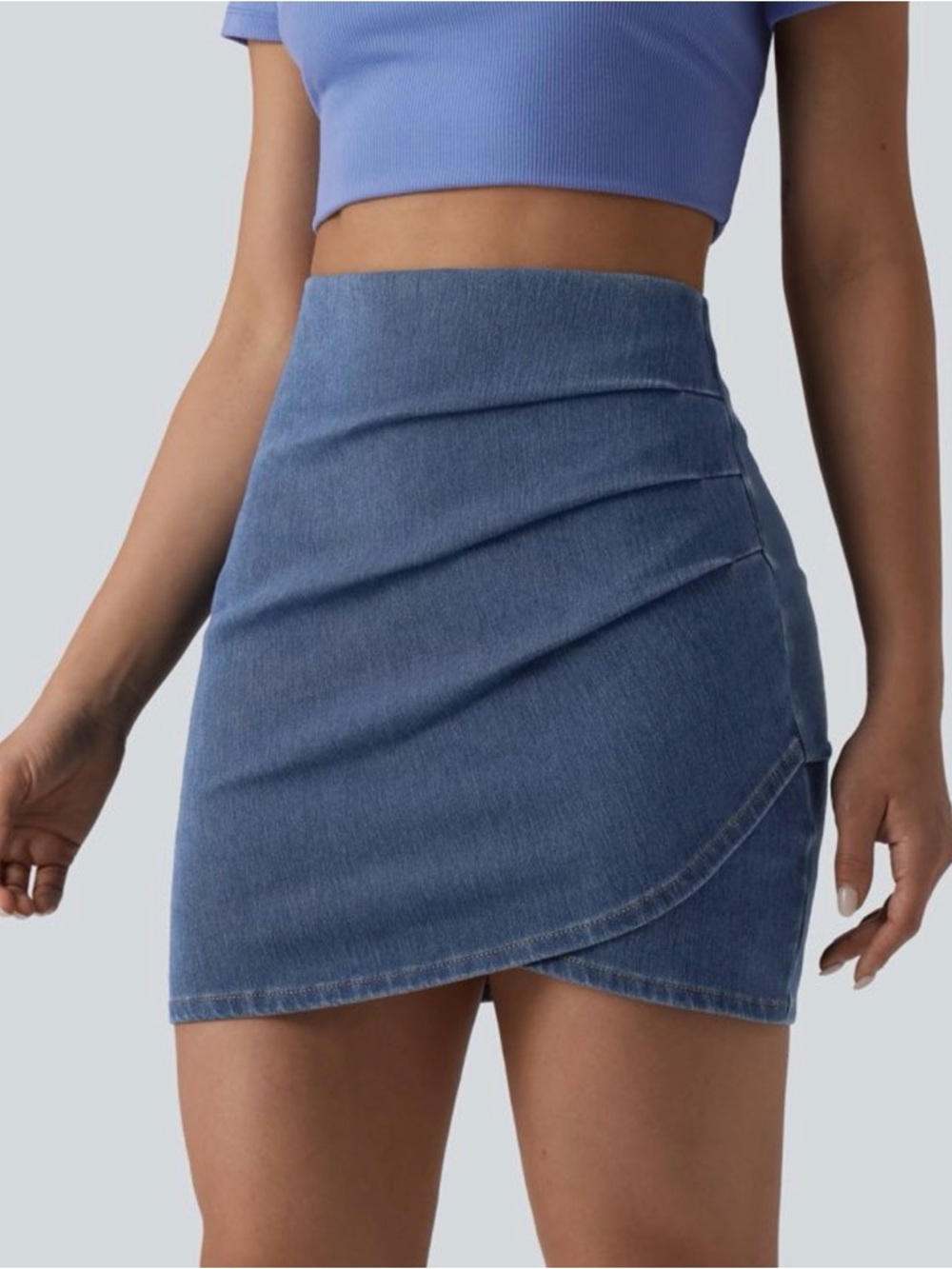 Halara High Waisted Ruched Crossover Hem Bodycon Mini Casual Skirt - Sz Medium